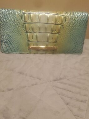Brahmin Ady wallet Seafoam Ombre Melbourne.leather.green & Yellow.hint of Blue.
